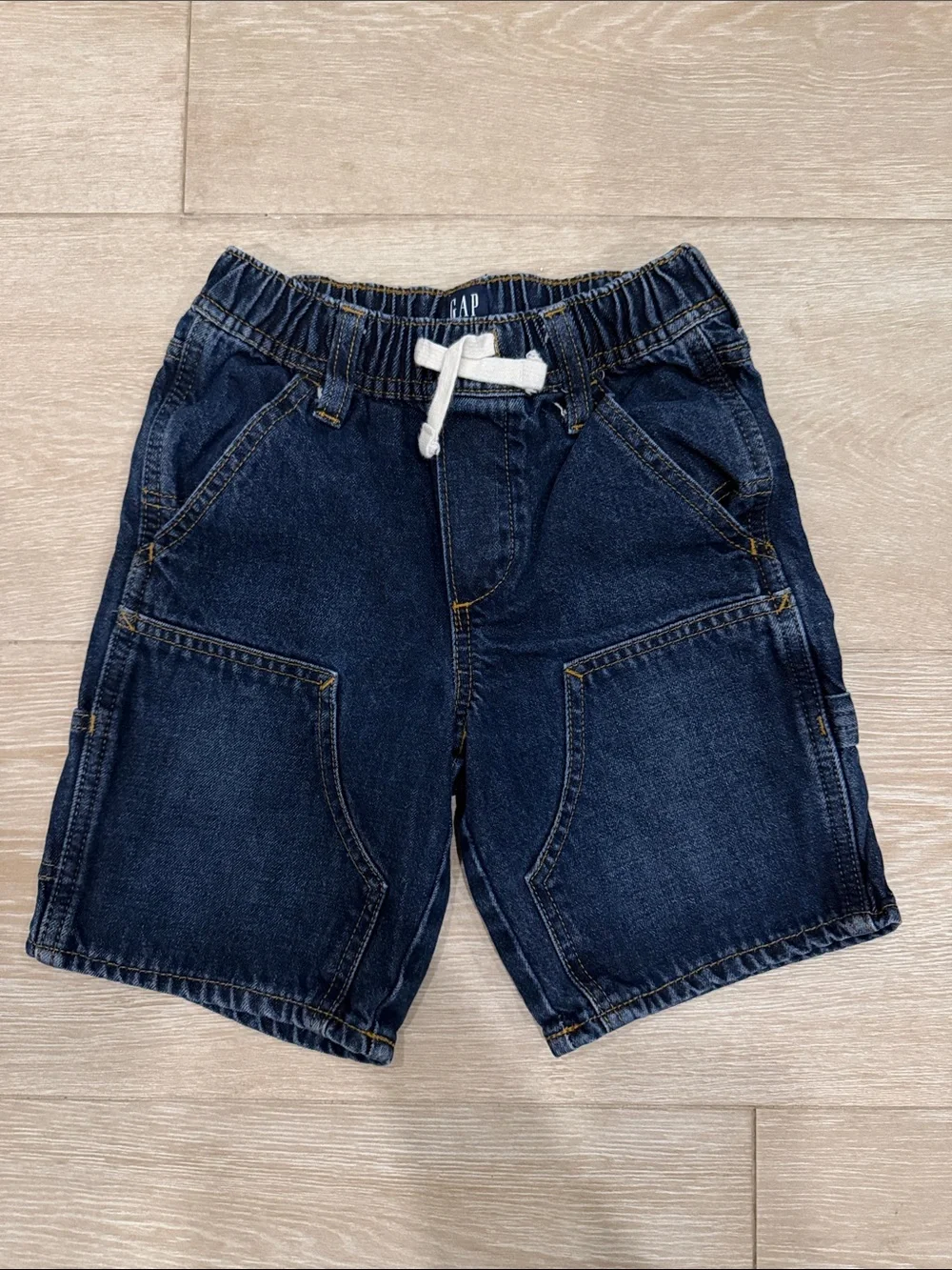 GAP Kids Dark Blue Denim Shorts with White Drawstring